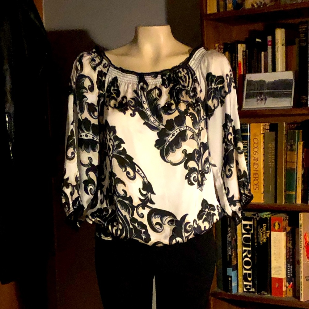 WHBM silky cold shoulder top